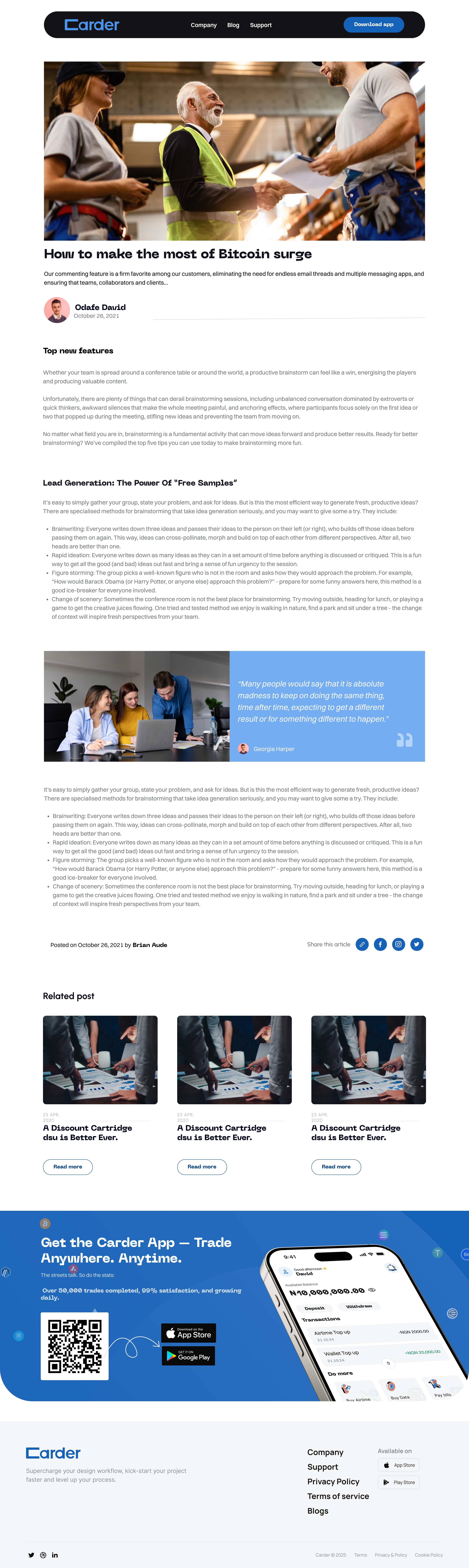 The Carder dollar card: a first look. Visual layout from Figma. See the article content listed below.